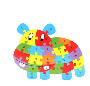 Wholesale Animal Shape 26 Letters 3D Wooden Jigsaw Puzzle Wooden Educational Toys for Kids Early Education
