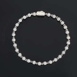 Factory Stock Fine Jewelry 925 Sterling <b>Silver</b> 4mm Link Fine Luxury Ball Moissanite Women <b>Men</b> Hip Hop Chain Link Bracelets - Product Image 2