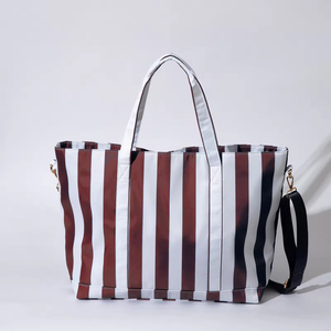 Keymay Nylon imperméable toutes <span class=keywords><strong>les</strong></span> <span class=keywords><strong>choses</strong></span> sac fourre-tout de voyage sac de piscine week-end grand zèbre imprimé Cabana rayure sac de plage avec fermeture éclair - Product Image 4