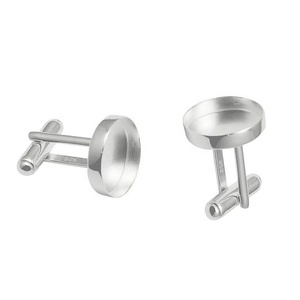 カスタマイズされた高品質の磨かれた人気のトレイデザイン925スターリングシルバーパーソナライズされたファインカフリンクブランクユニセックス - Product Image 1