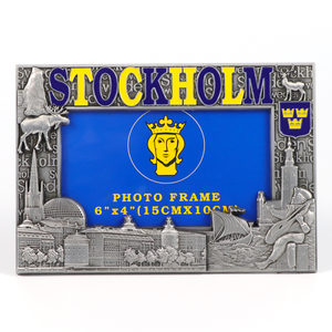 Cadre photo souvenir en alliage de zinc, design personnalisé par le fabricant, pays, ville, Suède, <span class=keywords><strong>Stockholm</strong></span>, cadre photo en métal 3D - Product Image 1