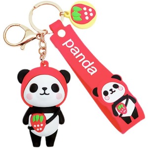 Porte-clés et pendentif de sac créatif et mignon en forme de panda fruit, en PVC, anti-perte, pour voiture, cadeau pour les amoureux, vente en gros - Product Image 5