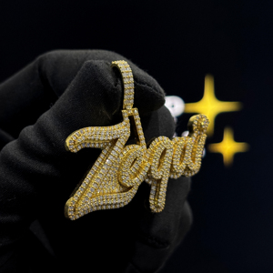 Collar con Colgante de Nombre Personalizado Zequi, Estilo Hip Hop, Chapado en Oro con Letras en Script, con Moissanita, Unisex - Product Image 5