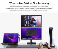 Écran d'extension portable pour ordinateur portable 15,6 pouces FHD IPS, double/triple affichage, moniteur PC noir, Type C, HDR, capteur de gravité