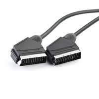 Câble audio et vidéo SCART mâle-mâle, norme européenne, nickelé, 21 broches, modèle tête de balai, 205