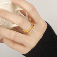 Cincin Zirkon Lapis Ganda Desain Jepang Korea Elegan, Ringan Mewah, Fashionable, dan Berkarakter untuk Anak-Anak, Bahan Stainless Steel