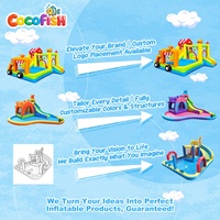 COCOFISH Combo Toboggan Gonflable et Château Gonflable Thème Food Truck, Parc Gonflable Extérieur pour Enfants