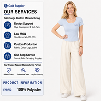 T-shirt personnalisé pour femme à col en U irrégulier, fabrication OEM ODM, vente en gros, tricot côtelé, manches courtes, coupe ajustée, bleu clair, hauts décontractés d'été