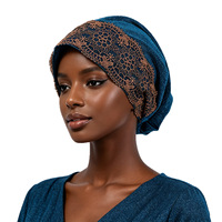 6 Couleurs Chapeaux Turban, Foulards de Tête, Bonnets à Enfiler et Voiles de Tête pour Femmes, Style Ethnique Africain avec Dentelle Florale, Tendance