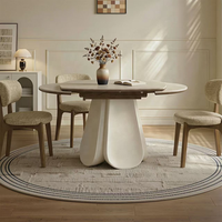 Nouvelle tendance : table de salle à manger moderne de luxe italienne avec rangement, ronde, en bois de noyer Rosegia