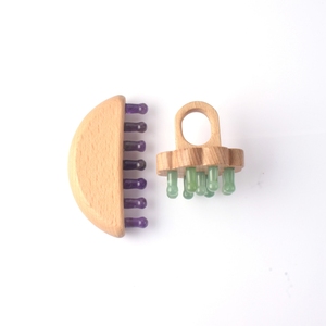 HZ perawatan kesehatan perawatan Kepala perawatan pijat asli Xiuyan hijau giok gigi lebar Gua Sha sikat sakit kepala alat pijat sisir Jade - Product Image 2
