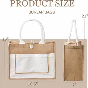 Grands sacs fourre-tout en jute avec poignées en toile de jute pour femmes, pour la plage, les mariages, les courses, les demoiselles d'honneur, les voyages et le shopping - Product Image 3