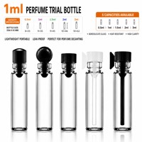 Vente en gros de flacons de parfum miniatures en verre borosilicate rechargeables, étanches, pour voyages, 0,5 ml, 1 ml, 1,5 ml, 2 ml, 3 ml