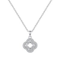 Collier SMON30 en argent sterling S925, trèfle à quatre feuilles creux, moissanite couleur D, moissanite VVS, bijou artisanal pour le cou