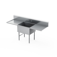 Évier commercial en acier inoxydable 304 poli 18 ga, résistant à la corrosion, 1 compartiment, double égouttoir de 24 pouces, épaisseur 1,2 mm, 5