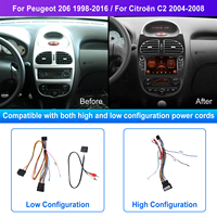 Podofo 7 ''Autoradio 2 + 64G Sans Fil Carplay/Android Auto GPS/WiFi/BT/FM/RDS pour Peugeot 206 1998-2016/Pour Citroen C2 2004-2008