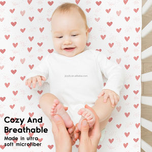 <span class=keywords><strong>Lenzuola</strong></span> stampate in cotone Super fibra 100% con cuore rosa e copri materassi per bambini e culle Standard per bambini - Product Image 3