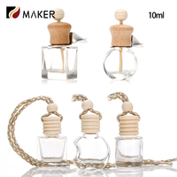 Vide suspendu 5ml 8ml 10ml Apple voiture parfum huile essentielle diffuseur bouteille verre Auto désodorisant distributeur avec couvercle en bois