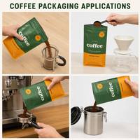 Sachet de café à fond plat imprimé sur mesure avec fermeture éclair, pochette d'emballage alimentaire haute barrière pour grains de café, café moulu, thé