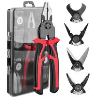 Kit d'outils multifonction 5-en-1 avec têtes interchangeables en acier au carbone, pince à sertir, coupe-fils en plastique et dénudeur de fils OEM