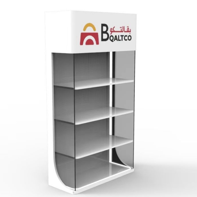 Acrylic Display Stand White Counter Top Transparent Portable 3-Tier for Modern Promotion Retail Shop Shelf