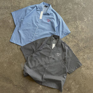 Custom Summer <strong>Shirting</strong> Fabric Striped Shirt Short Sleeve <strong>Button</strong> up Hommes Camiseta Cropped Boxy Casual Men's T Shirt - Product Image 1