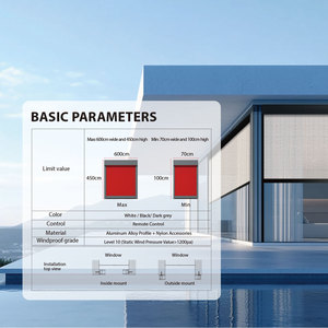 Stores à enroulement motorisés avec moteur solaire intégré, design moderne, tissu imperméable pour ombrage extérieur de terrasse, certifié CE - Product Image 2