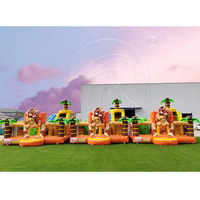Château gonflable commercial pour parc d'attractions, combo château sauteur et structure de saut pour enfants, thème lion safari