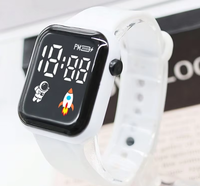 Jam Tangan Digital Fashion Layar LED Persegi Tali Silikon Jam Tangan Pintar Pelajar