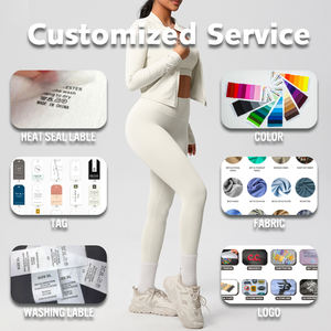 Hochwertiges 3-teiliges Damen-Yoga-Set mit individuellem Logo, Sport-BH, High-Waist-Leggings, Langarmjacke, schnelltrocknend, Fitness-Aktivkleidung - Product Image 2