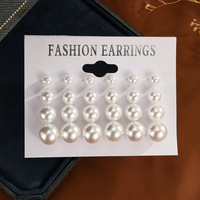 Boucles d'oreilles clous en perles acryliques, lot de 12 paires, tailles 6mm 8mm 10mm 12mm, imitation perle tendance pour présentation en magasin