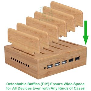Port de charge en bambou de haute qualité Station pour ordinateur portable au design moderne Station d'accueil en bois massif pour ordinateur portable - Product Image 4