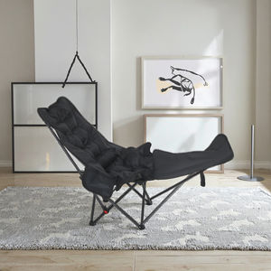 เก้าอี้ดวงจันทร์โลหะพับได้ตั้งได้สามตำแหน่งแบบทันสมัยสำหรับกลางแจ้งผ้าออกซ์ฟอร์ดที่วางขาสามารถปรับได้ทนทานสำหรับการตั้งแคมป์ชายหาด - Product Image 1