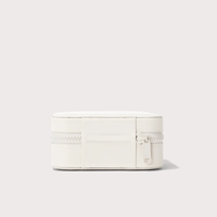 Boîte à bijoux de voyage blanche, petite, avec fermeture éclair, pour ranger les bagues, les boucles d'oreilles, les colliers, logo personnalisé, fabricant OEM ODM