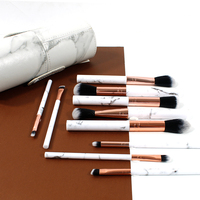 Kuas Makeup Berkualitas Tinggi 12 Pcs Motif Marmer untuk Maskara, Bibir, Mata, Wajah, Grosir Alat Kecantikan, Bulu Sintetis untuk Eyeliner dan Lip Liner