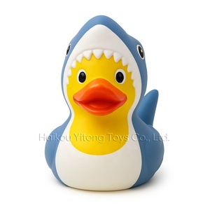 Lot personnalisé imprimé requin PVC caoutchouc en forme de canard baignoire bain jouets avec motifs - Product Image 3