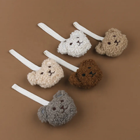 Nouveau cadeau de naissance pour bébé, doudou en sherpa marron beige, ours en peluche, attache-sucette