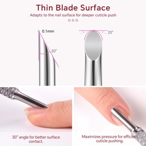 Pousse-cuticules double extrémité en acier inoxydable, nettoyeur d'ongles, éliminateur de peaux mortes pour manucure et pédicure au gel - Product Image 4