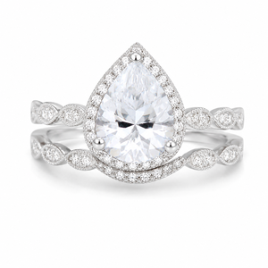 Set di Anelli con Zirconi Micro Pavé a Goccia per Donne, Gioielli Eleganti per Abiti da Sera - Product Image 1