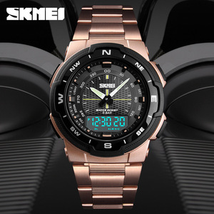Vente chaude Skmei Derniers Adolescents Skmei Multifonctionnel Double Temps Sports De Plein Air Étanche Bande En Acier <span class=keywords><strong>Montre</strong></span> Électronique Pour Hommes pour Garçons - Product Image 2