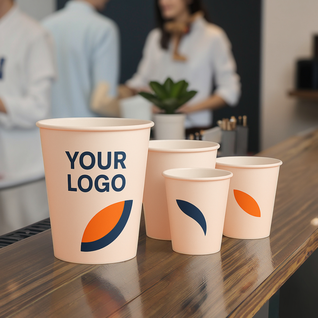 Wholesale Eco-Friendly Disposable Food Grade Single/Double Wall Paper Cups with Custom Packaging for Coffee Wine & Mineral Water