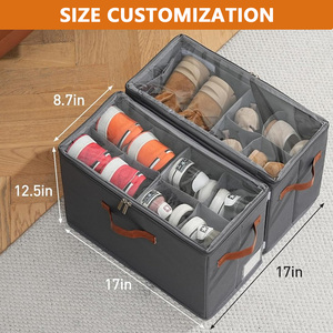 Paquete <span class=keywords><strong>de</strong></span> 4 Organizadores <span class=keywords><strong>de</strong></span> Zapatos para Armario con Cubierta Transparente y Divisores Ajustables, Cajas <span class=keywords><strong>de</strong></span> Almacenamiento <span class=keywords><strong>de</strong></span> Zapatos Apilables <span class=keywords><strong>de</strong></span> Tela para el Hogar - Product Image 2