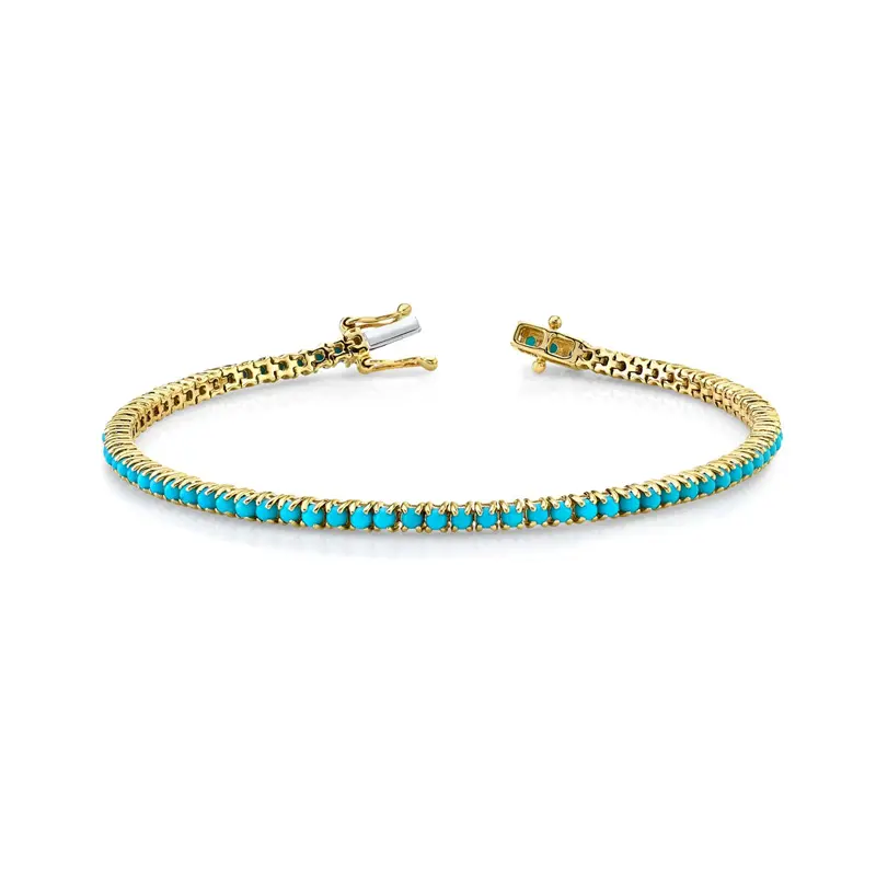 Wholesale 14k Gold Natural Turquoise Stone Tennis Bracelet Jewelry