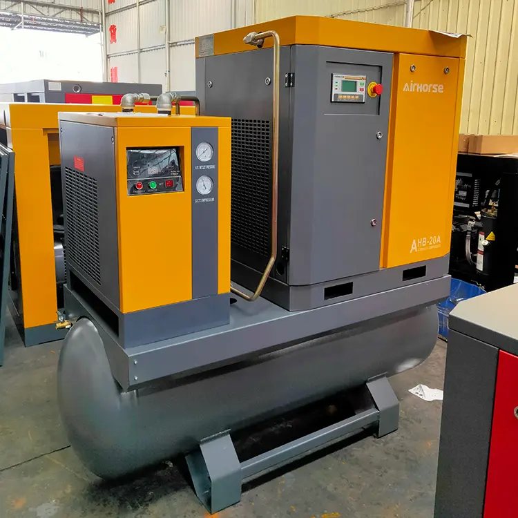 Airhorse Rotary Industrial 7.5KW 11KW 15KW All-in-one Screw Air Compressors 500 litre With Air Dryer 8BAR 10BAR 12 Bar 16BAR