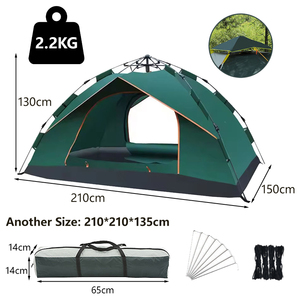 خيمة تلقائية الفتح لـ 3-4 أشخاص، خيمة تخييم فورية مخصصة خفيفة الوزن ومقاومة للماء - Product Image 5