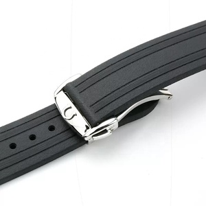 Bracelet en caoutchouc de luxe <span class=keywords><strong>bleu</strong></span> noir 20mm pour montre sea master fermoir déployant en or rose noir bracelet de montre en silicone incurvé - Product Image 3