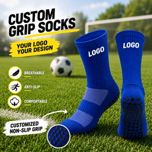 <b>Custom</b> Logo Mid Calf Soccer <b>Socks</b> <b>Grip</b> Non-Slip for Football Men Women Youth Kids Low MOQ Wholesale OEM Sports <b>Socks</b> - Product Image 1