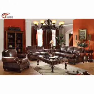Móveis clássicos simples com design em couro genuíno, sala de estar, sala de estar, cadeiras ggm114.2