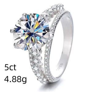 Usine en gros 925 argent plaqué rhodium mariage fiançailles bijoux brillant coupe ronde 5CT VVS1 GRA Moissanite anneaux pour <span class=keywords><strong>les</strong></span> femmes - Product Image 6