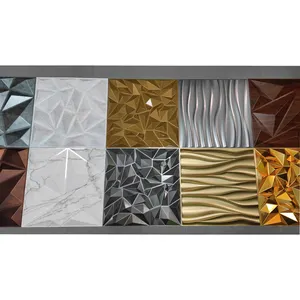 High Quality Wallpaper Pvc Wallpanel Gold Silver Paneling Customize 3d Decorative Fireproof Wall Panels Pvc Square